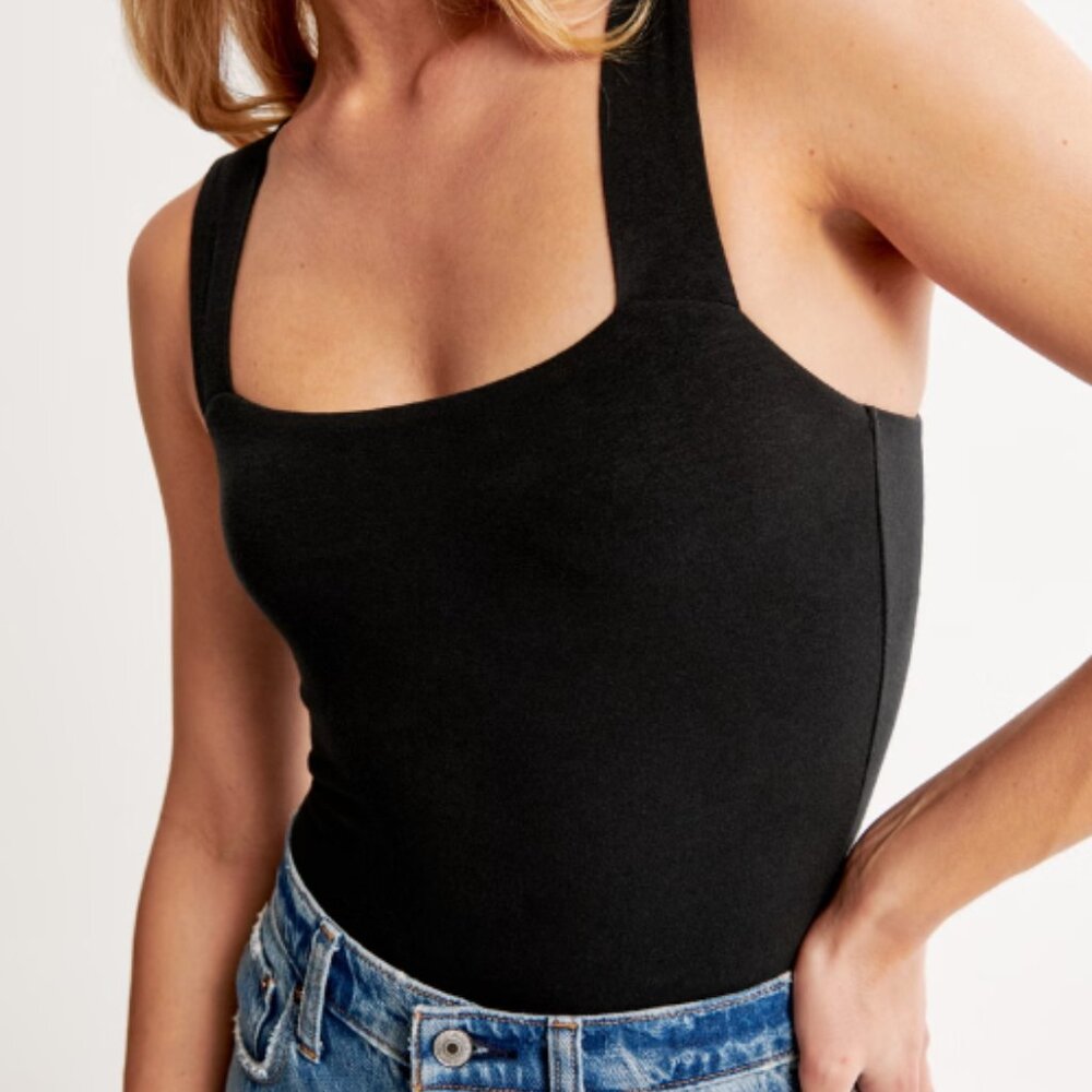 Abercrombie Cotton Seamless Fabric Squareneck Bodysuit XS